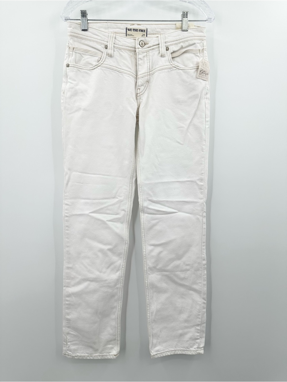 Free People NWT Women's Daisy White Shelby Low-Rise Straight-Leg Jeans Size 29